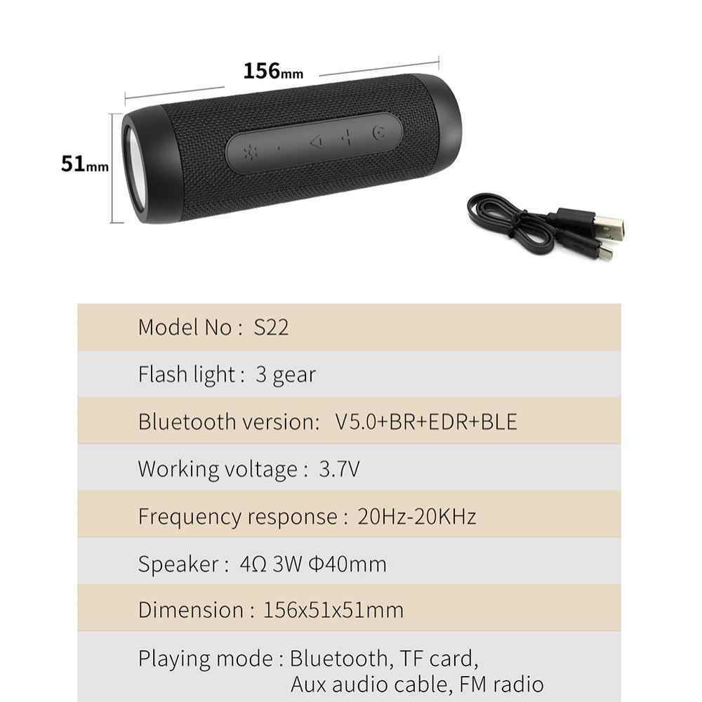 Bluetooth zvucnik S22 sa LED lampom crni