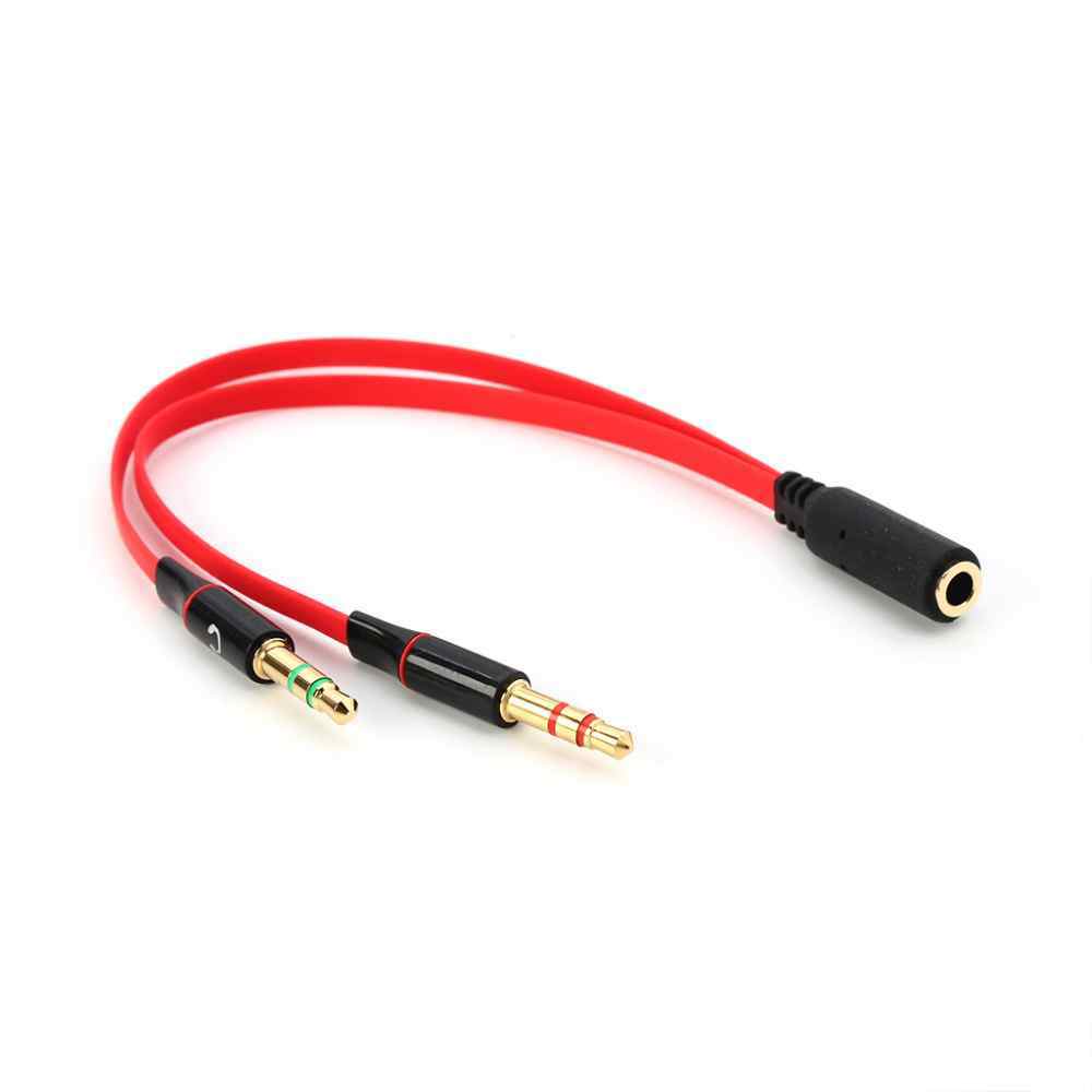 Kabl splitter 3.5mm za mikrofon I zvucnike crveni
