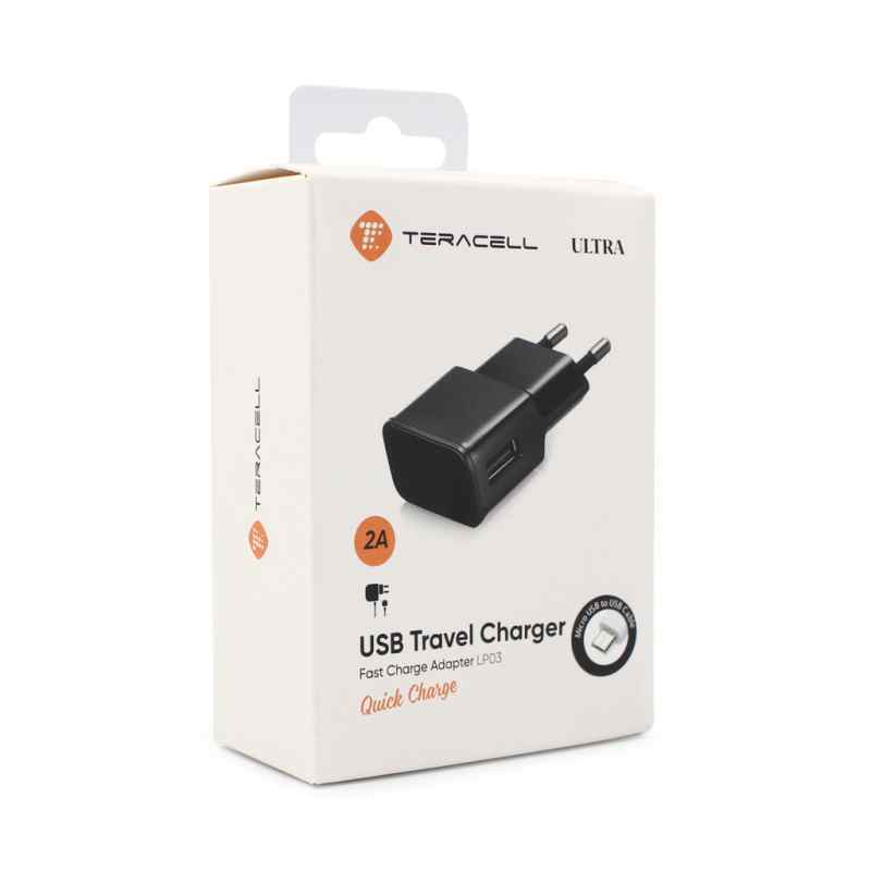 Kucni punjac Teracell Ultra LP03 2A sa micro USB kablom crni