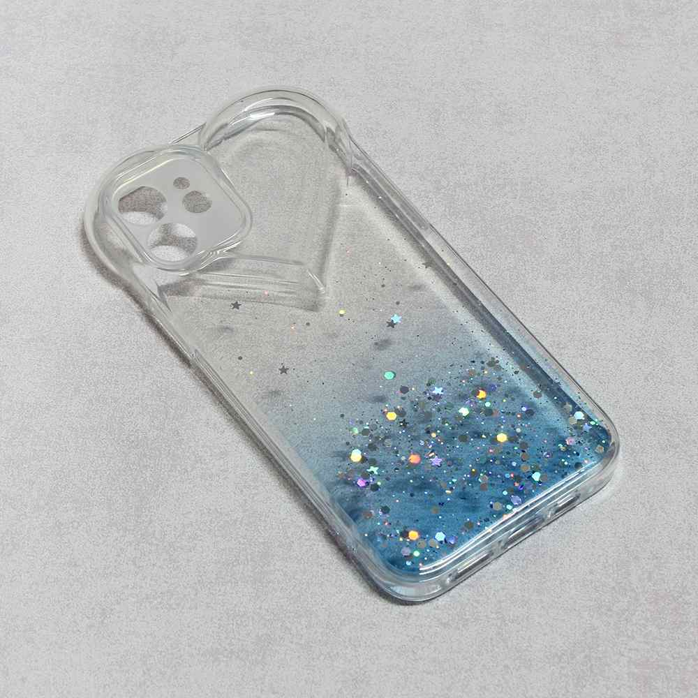 Maska Heart Glitter za iPhone 12 plava