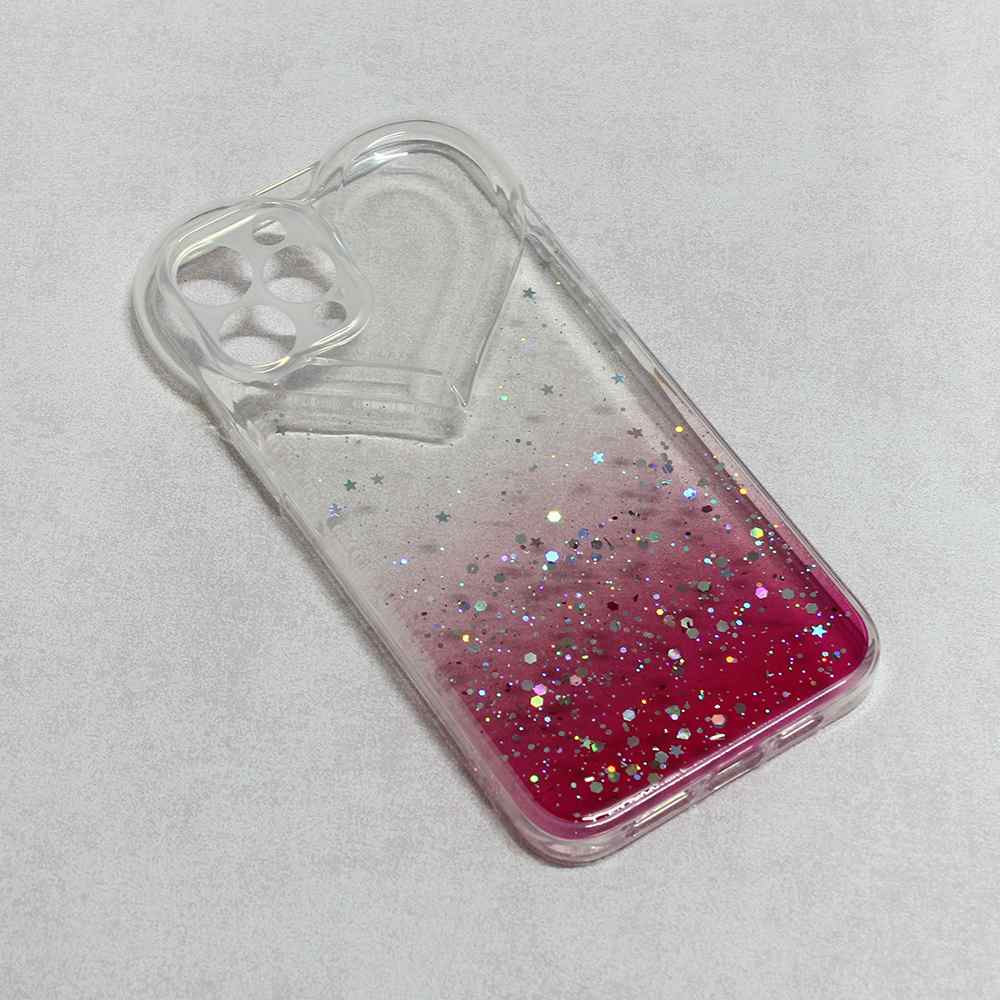 Maska Heart Glitter za iPhone 13 pink