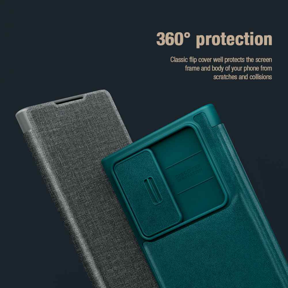 Maska Nillkin Qin Pro Kožna za Samsung S22 Ultra 5G plava