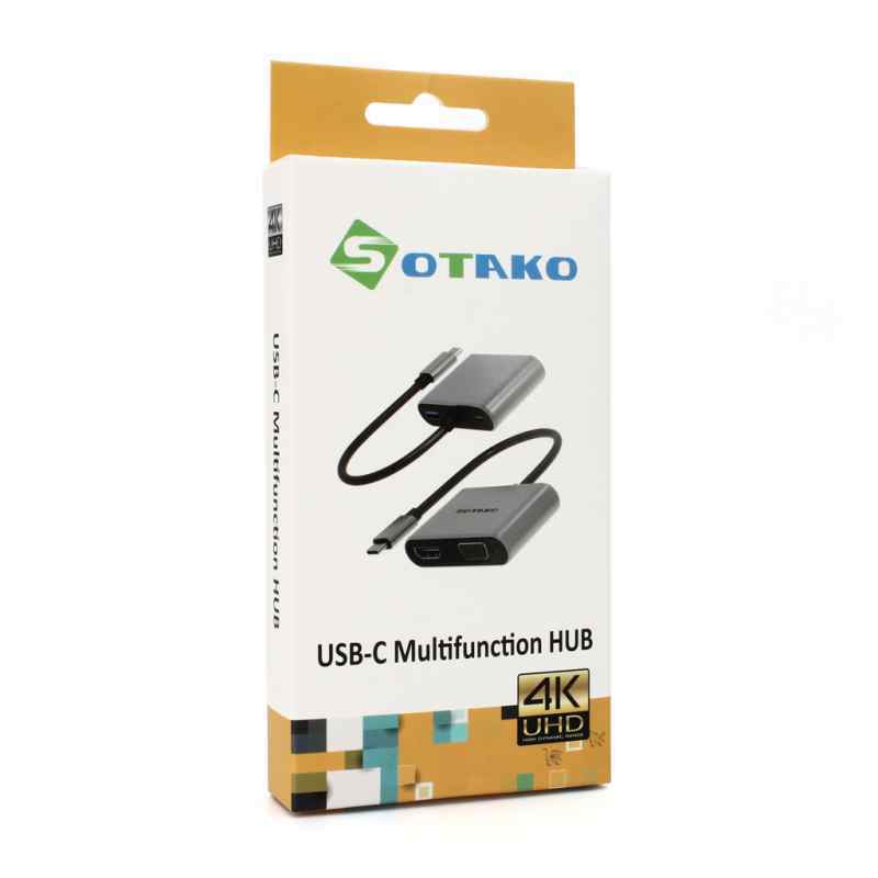 Adapter Type C na HDMI VGA PD USB3.0 SOTAKO ST-C0401 4 u 1 sivi