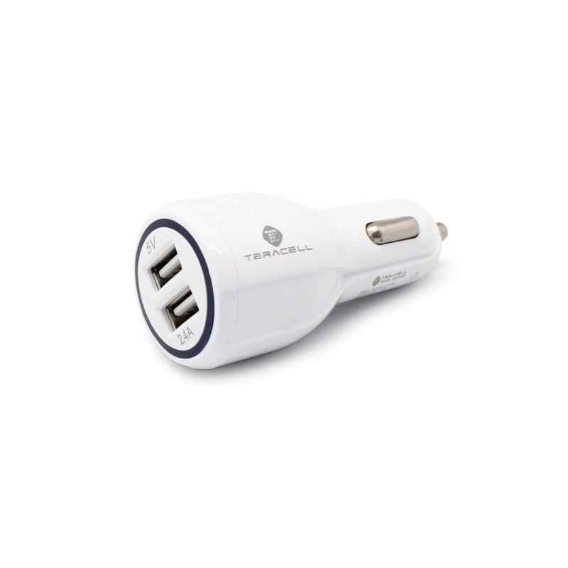 Auto punjac Teracell Ultra DC01 2.4A sa iPhone lightning kablom beli