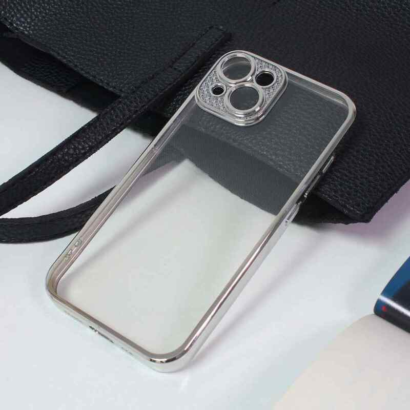 Maska Silikon Camera Diamond iPhone 14 Plus 6.7 srebrna