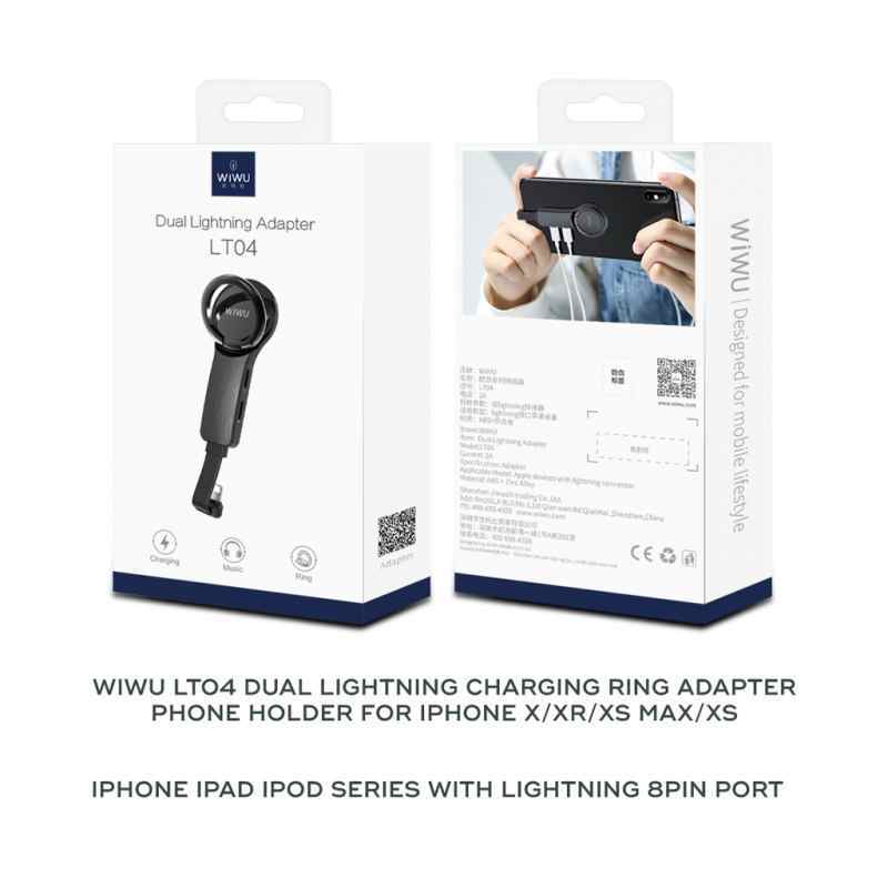 Adapter Wiwu za slusalice i punjenje iPhone lighting crni