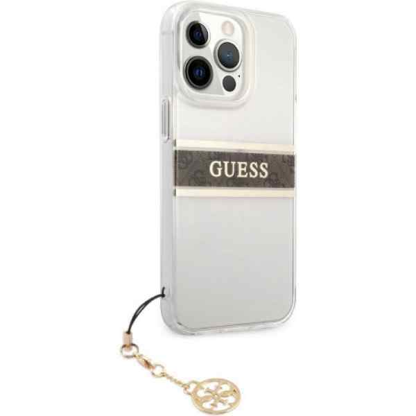 Maska Guess 4G Stripe Charm za iPhone 13 Pro Max braon GUHCP13XKB4GBR