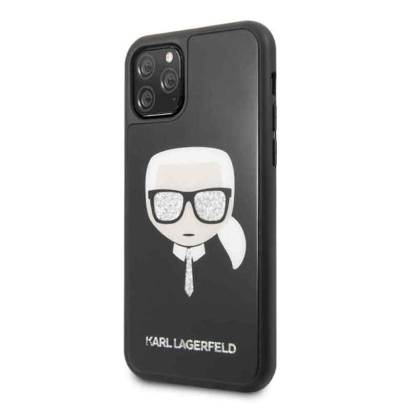 Maska Karl Lagerfeld Double Layers Glitter za iPhone 11 Pro Max crna KLHCN65DLHBK