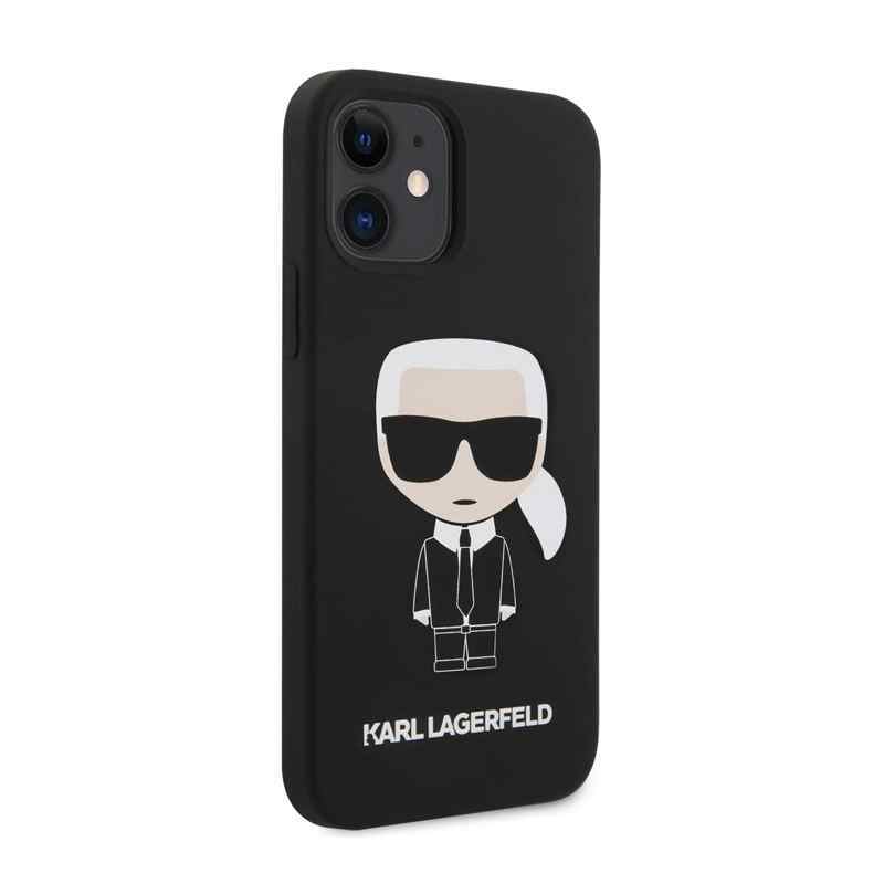 Maska Karl Lagerfeld Hc Silicone Full Body Ikonic za iPhone 12 Mini crna KLHCP12SSLFKBK