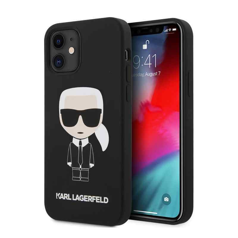Maska Karl Lagerfeld Hc Silicone Full Body Ikonic za iPhone 12 Mini crna KLHCP12SSLFKBK