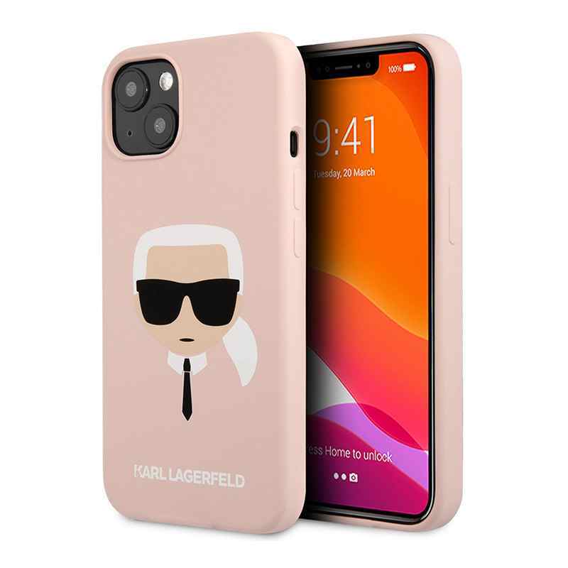 Maska Karl Lagerfeld Hc Silicone Karl Head za iPhone 13 svetlo roze KLHCP13MSLKHLP