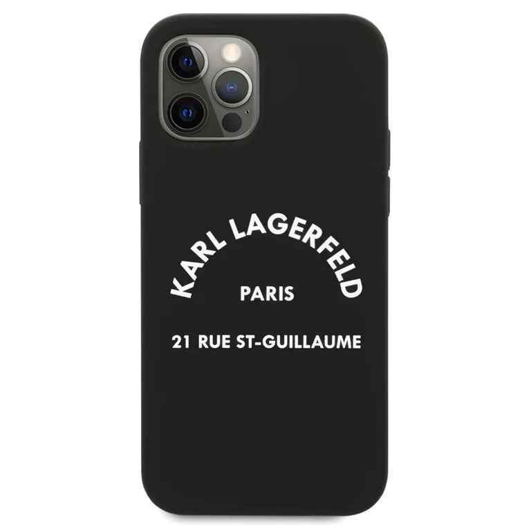 Maska Karl Lagerfeld Hc Silicone RSG za iPhone 12/12 Pro crna KLHCP12MSLSGRBK