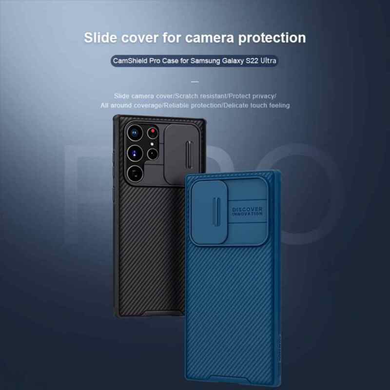Maska Nillkin CamShield Pro za Samsung S22 Ultra 5G plava
