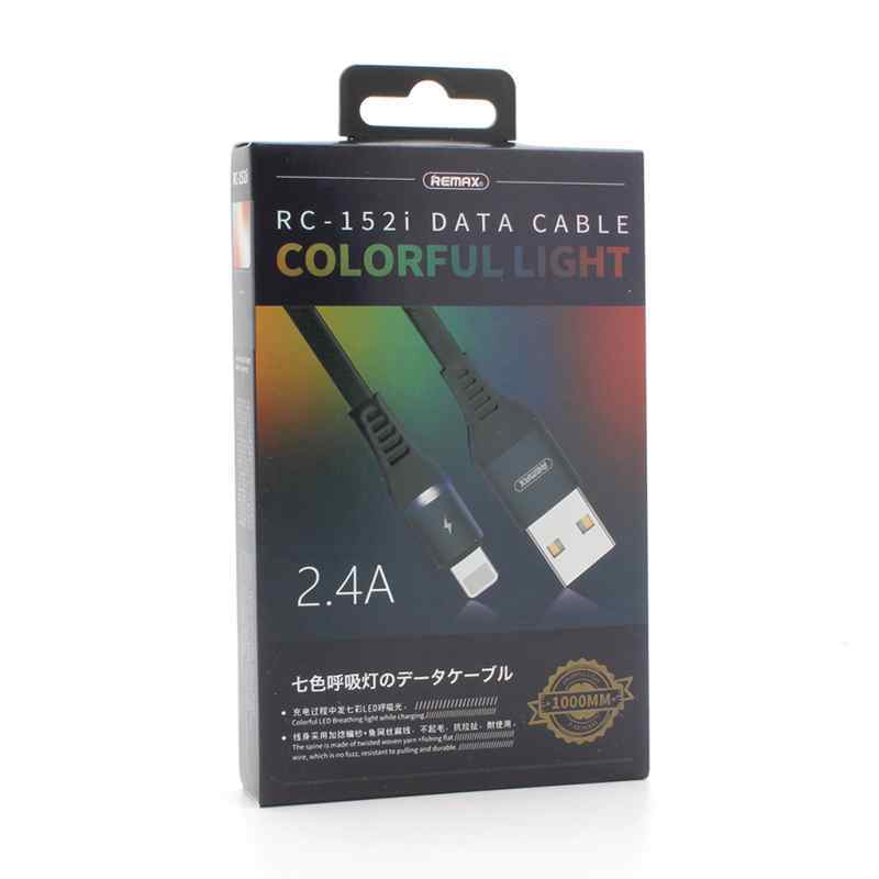 Data kabl REMAX Colorful RC-152i za iPhone lightning crni 1m