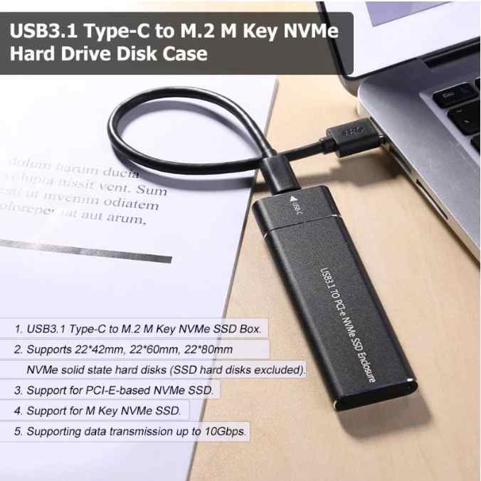 Adapter SSD NVMe na Type C