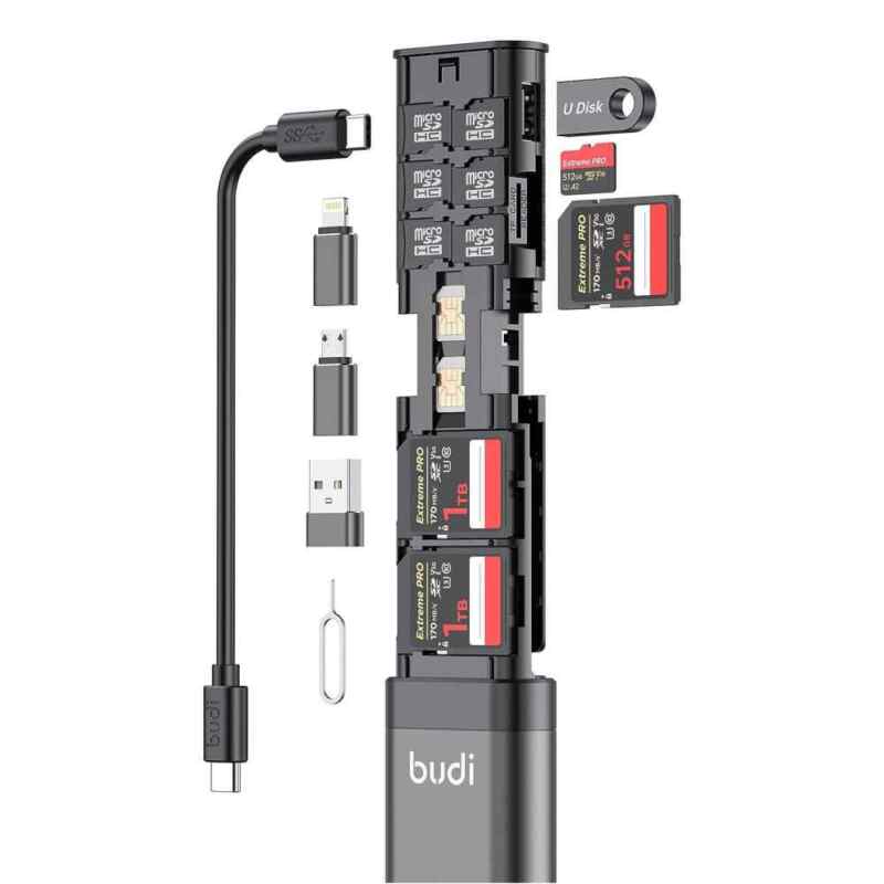 Multifunkcionalni citac adapter Budi USB-C 3.0 DC536B crni