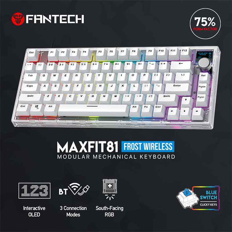 Tastatura Mehanicka Gaming Fantech MK910 RGB ABS Maxfit81 Frost Bežični Space Edition blue switch