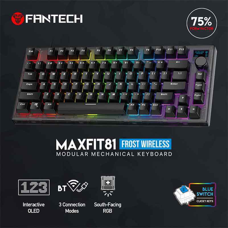 Tastatura Mehanicka Gaming Fantech MK910 RGB ABS Maxfit81 Frost Bežični crna blue switch