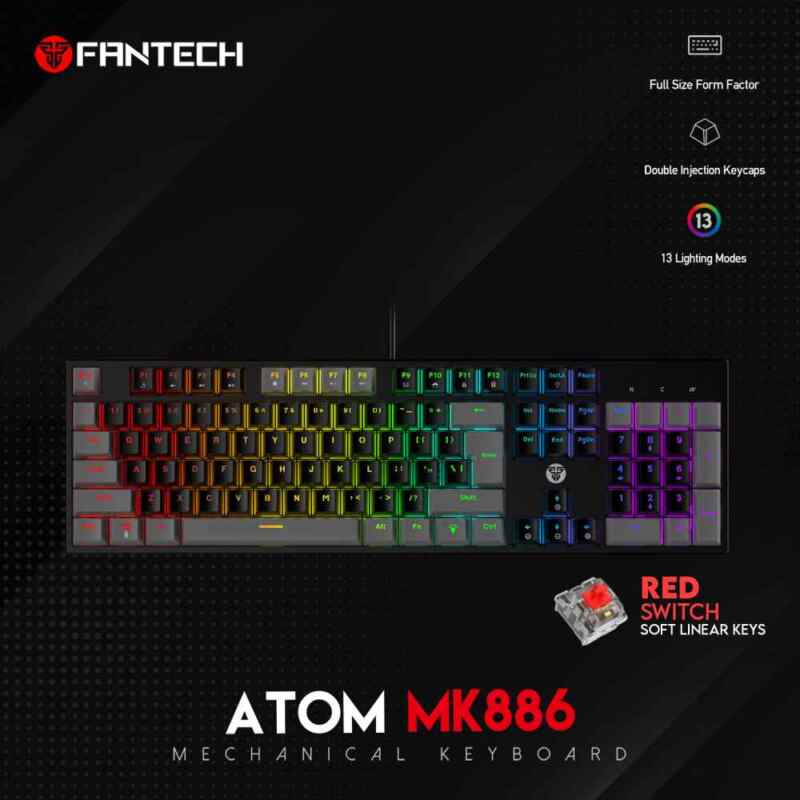 Tastatura Mehanicka Gaming Fantech MK886 RGB Atom crna Red switch