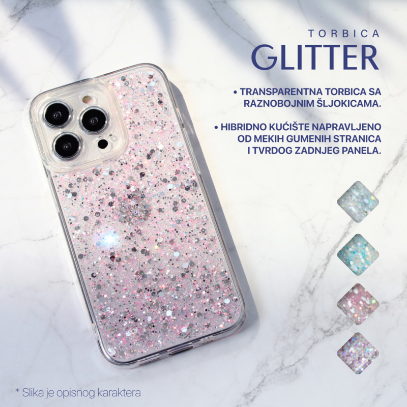 Maska Glitter za iPhone 15 Pro Max 6.7 srebrna