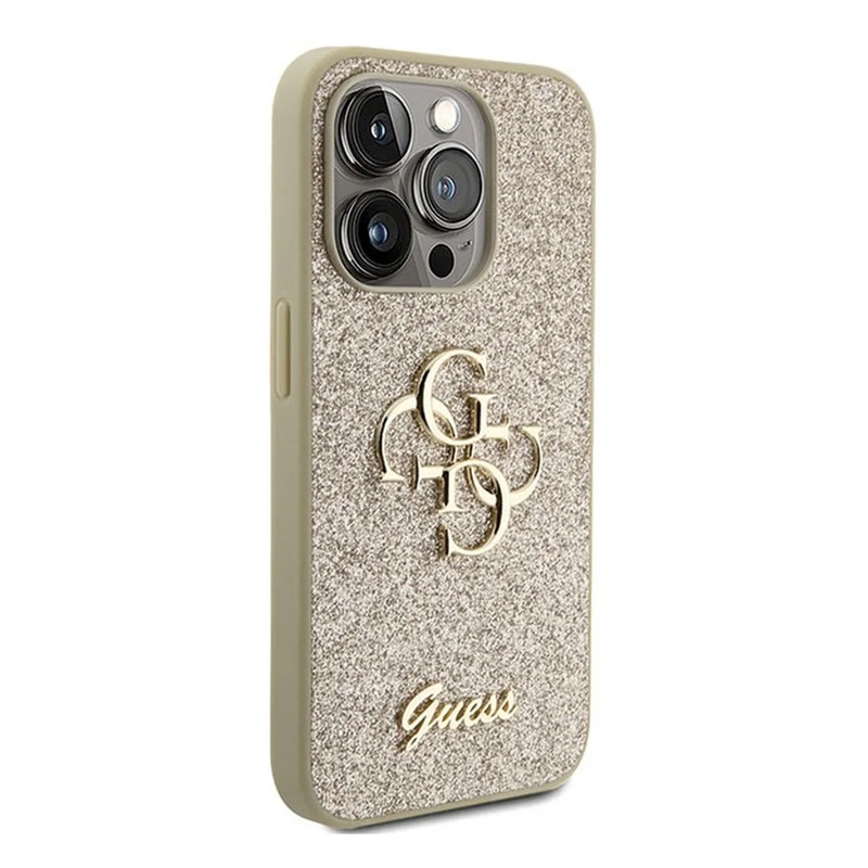 Maska Guess Hc Fixed Glitter 4G Big Metal Logo za iPhone 15 Pro 6.1 zlatna GUHCP15LHG4SGD