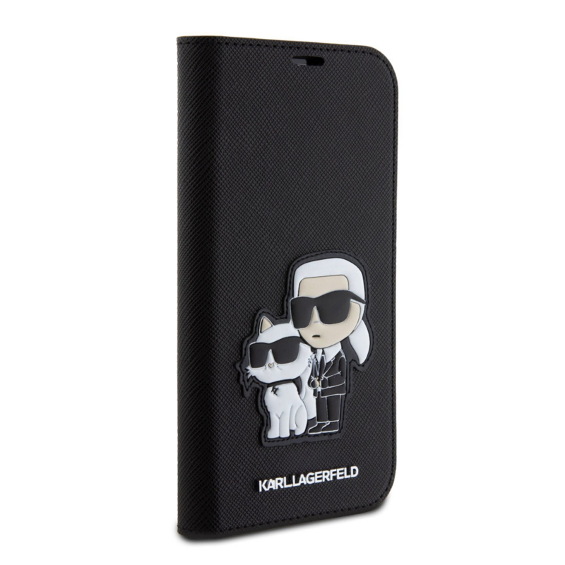 Maska Karl Lagerfeld Saffiano BP Nft Karl&Choupette za iPhone 15 Pro 6.1 crnaKLBKP15LSANKCPK