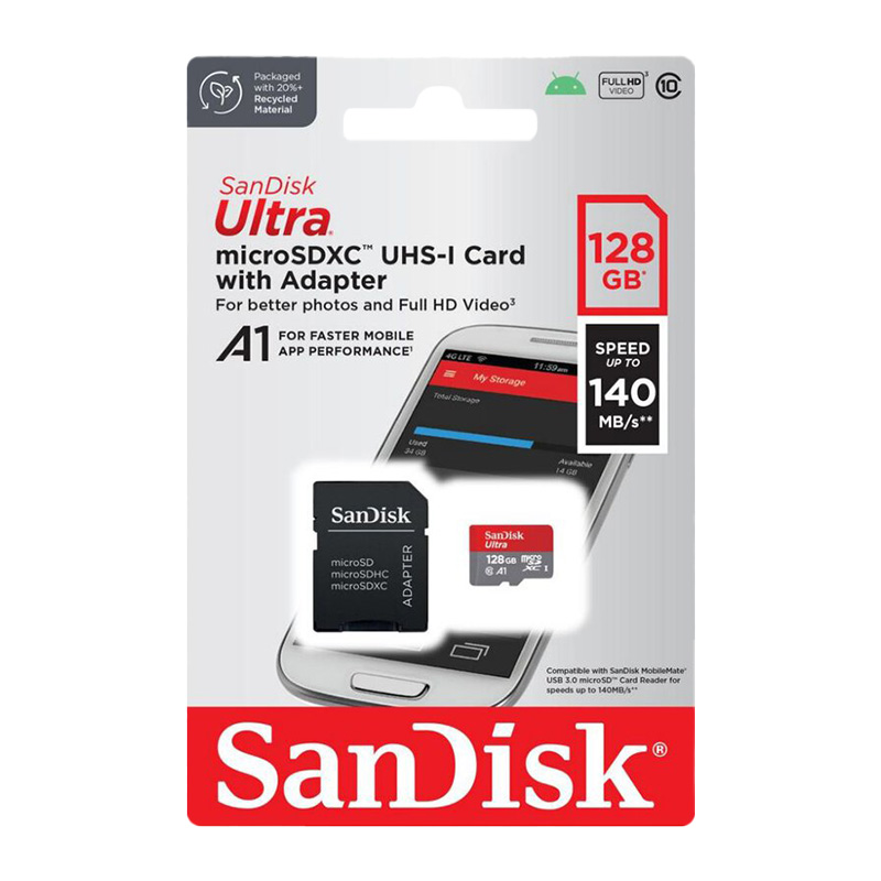 MemorijskaKartica SanDisk SDXC 128GB Ultra Micro 140MB/s A1 Class 10 UHS-I + Adapter
