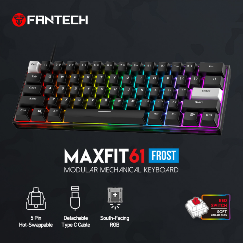 Tastatura Mehanicka Gaming Fantech MK857 RGB Maxfit61 FROST crna Red switch